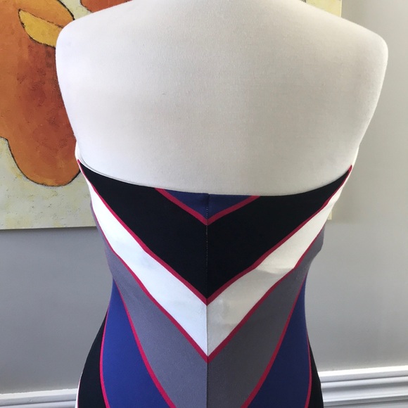 Le Chateau chevron black/grey/white/pink dress S - Picture 6 of 6